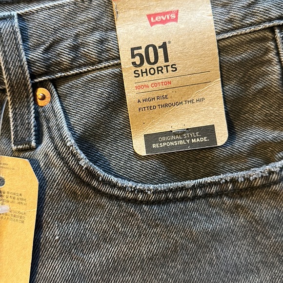 Levis 501 Original Shorts Gray/Black Wash Frayed Button Fly size 29 NWT - Picture 4 of 7